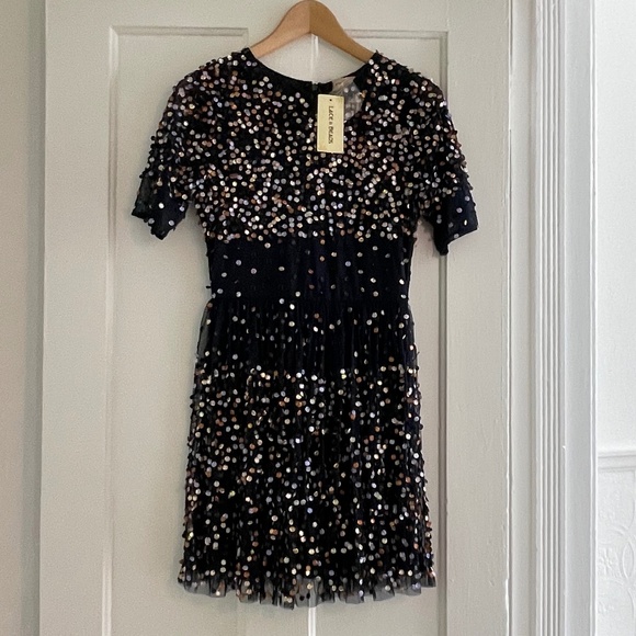 Midnight blue sequin cocktail dress - new with tags - Picture 1 of 4